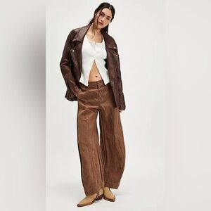 Free People Sylvie Barrel Pants in Coco Mocha Size Small